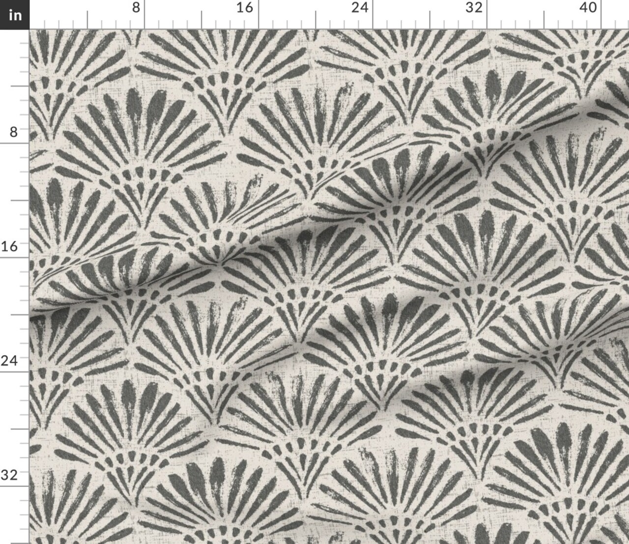 Art Deco Block Print Rustic Fan Brush Stroke Lines Dots Traditional Jumbo Scale Modern Farmhouse Charcoal Gray Faux Texture Custom Printed Fabric by Spoonflower Various Fabrics by the Yard or Fat Quarter 19018631